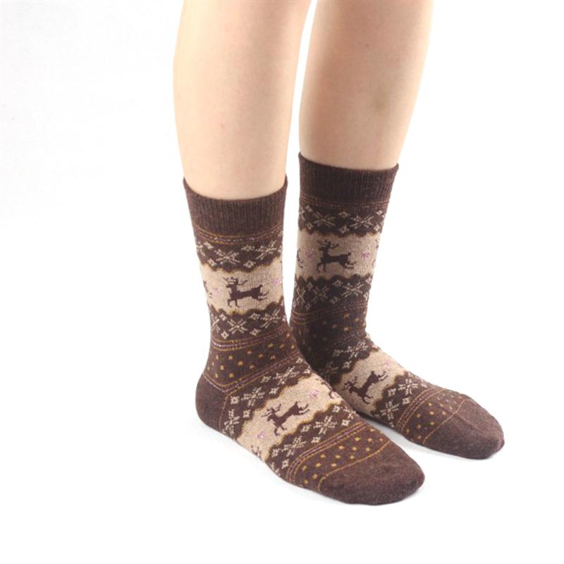 Kvinder uldsokker varm vinter tykke sokker juledyrsokker