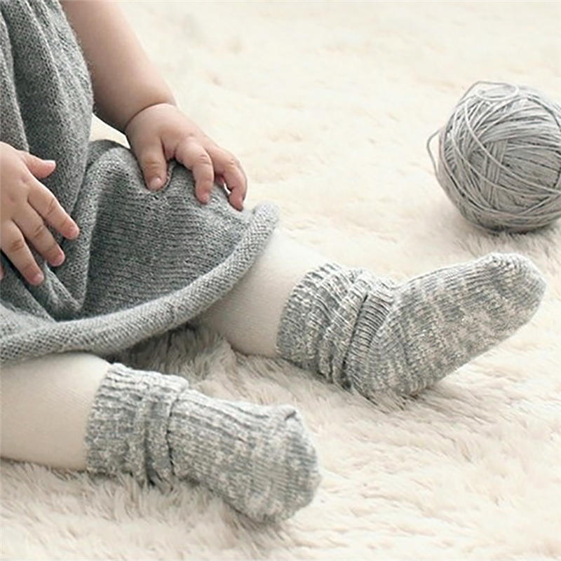 1 Pair Mix Color Cotton Baby Girls Boys Socks Ankle Length Thick Winter Calcetines Children Socks for 0-4 Years: Gray M