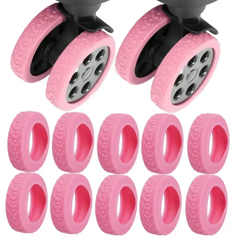 Luggage Wheels Protector Silicone Wheels Caster Shoe Trolley Case Reduce Noise Silent Caster Sleeve Luggage Suitcase Accessories: S / Pink