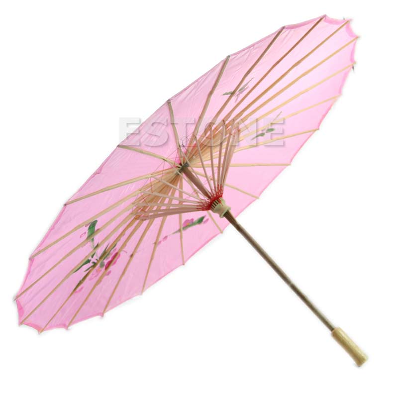 Kinesisk japansk paraply art deco malet parasol paraply: Lyserød
