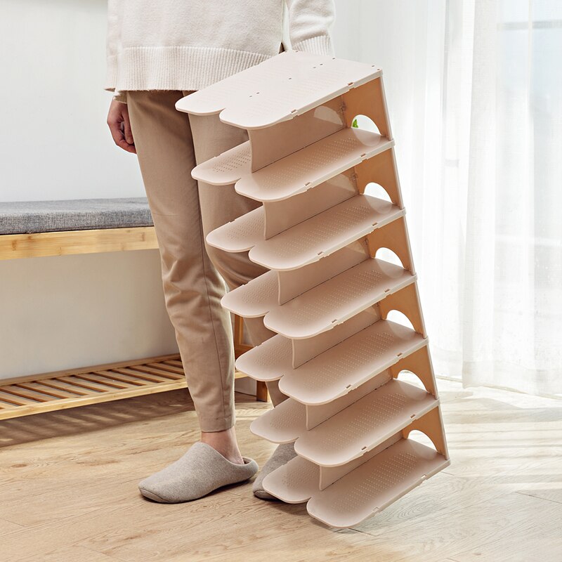 DIY 6 Layers Stackable Shoe Hanger Assembly Integrated Space Saving Shoes Storage Rack Large Capacity Cabinet Shoe Organizer