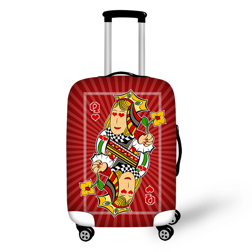 Poker J Q K Print Luggage Protective Cover 18-30 inch Carrying Case Cover Waterproof Luggage Accessory Bag Travel Trolley Case: Red / L