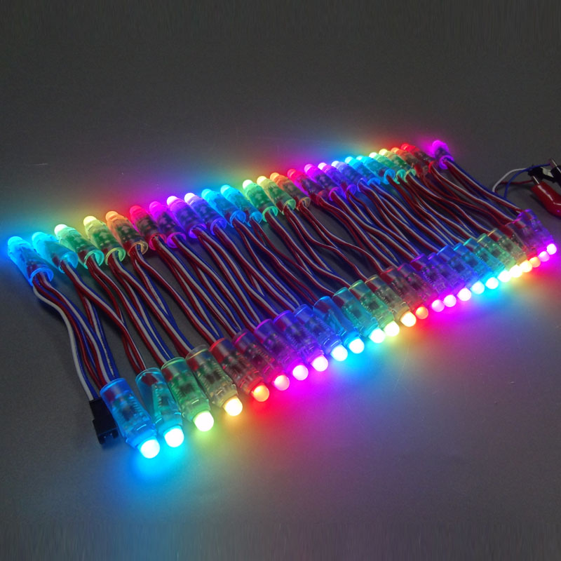 100 st  dc5v ws2811 pixlar digitala adresserbara led strängljus 12mm med spi  t1000s led pixel controller sd-kort rgb controller