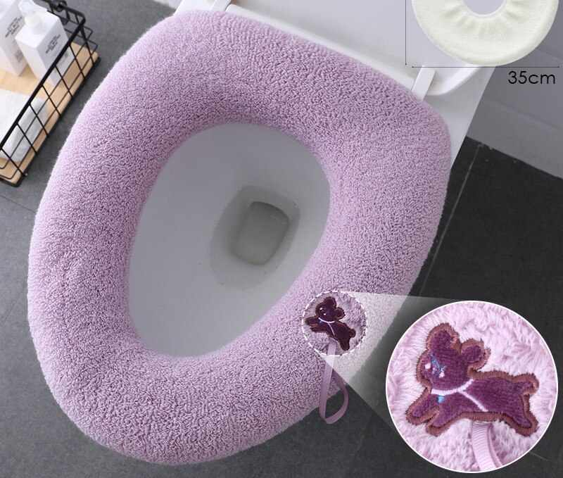Winter Large Universal Keep Warm Waterproof Soft Toilet Mat Washable Thicken Bathroom Supplies Toilet Seat Cover Accessories: E