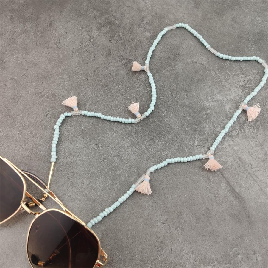 Boho perles de verre chaînes de lunettes avec coton gland lunettes de soleil lunettes de lecture chaîne lunettes porte-cordon sangle de cou corde: 3