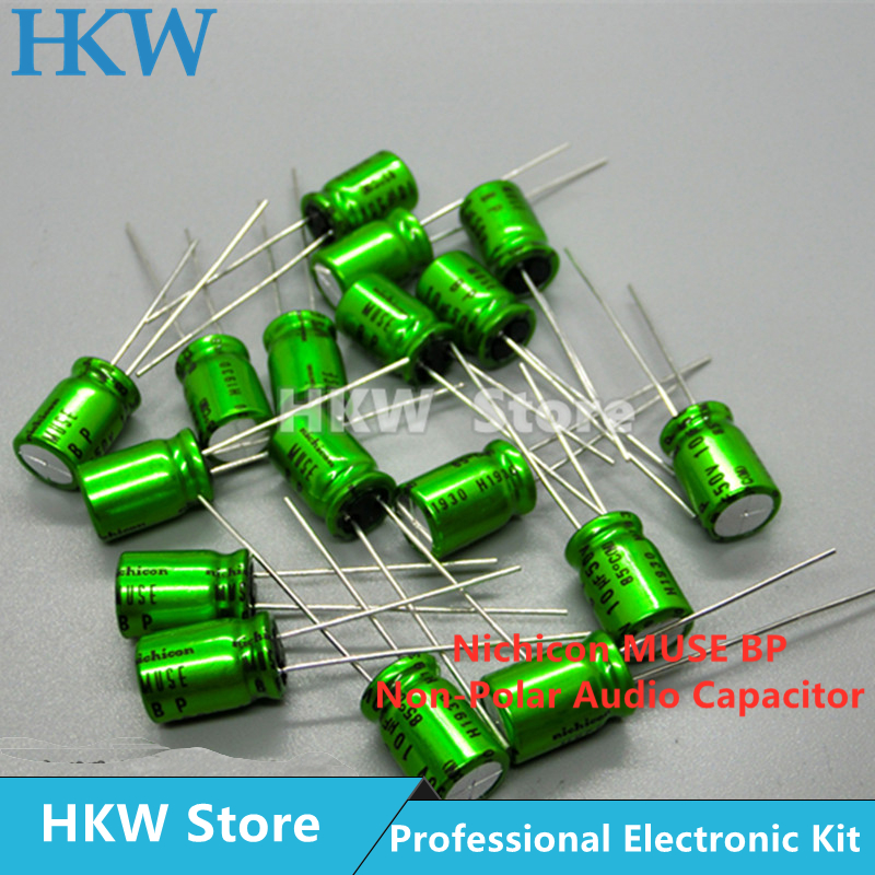 10pcs/lot Nichicon MUSE BP ES Non Polar Nonpolar Bipolar HiFi Audio Capacitor 4.7uf 10uf 22uf 47uf 100uf 16V 25V 50V Copper feet
