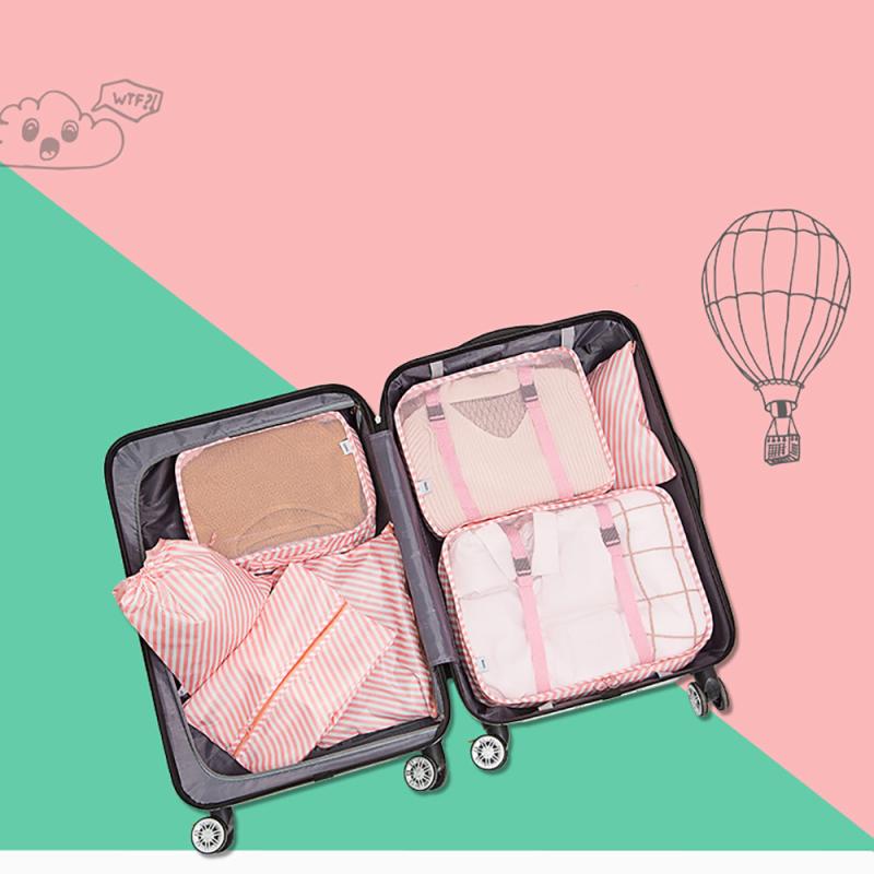 7Stck Reise Lagerung Tasche Lagerung Tasche Koffer Kleiden Organizer Tasche Wasserdichte Koffer Beutel Verpackung Würfel Taschen Reise Zubehör