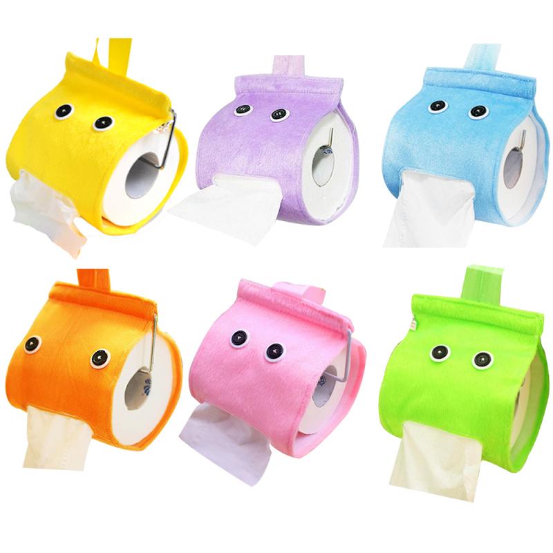 Hanging Tissue Holder Paper Holder Dispenser Cover Plush Cloth Toilet Paper Container Box Cute Bathroom Storage Paper Cover