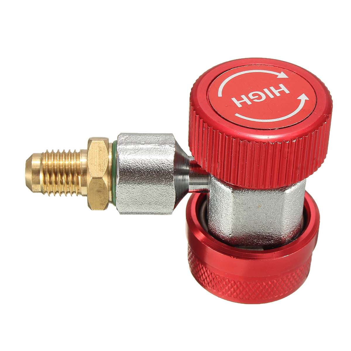 Low/High R134a Quick Connect Adapter Quick Coupler 90 Degree Valve Core Brass Adapter for A/C Manifold Gauge: red high