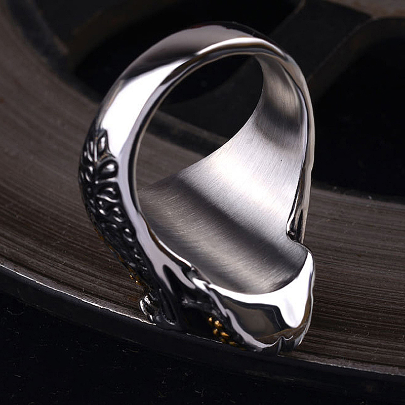 Anillo de calavera de Kapala para hombre, joyería gótica de acero inoxidable 316L, estilo Punk Rock, Hip Hop,