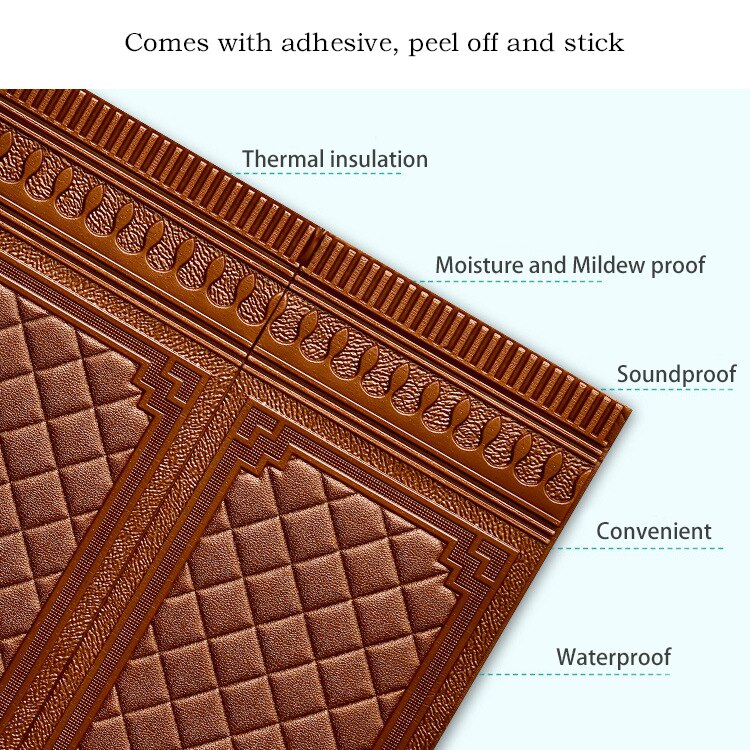 1PC Self-Adhesive Wall Stickers 3D Bedroom Wainscot Wallpaper Waterproof Moisture-Proof Mould Proof Adhesive Paper Wallpaper
