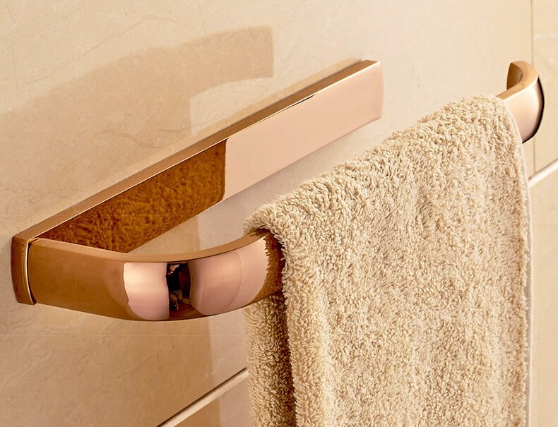 Luxury Rose Gold Brass Square Bathroom Accessories Set Bath Hardware Towel Bar Soap Dish Toilet Paper Holder Robe Hook mm022: Small Towel Bar