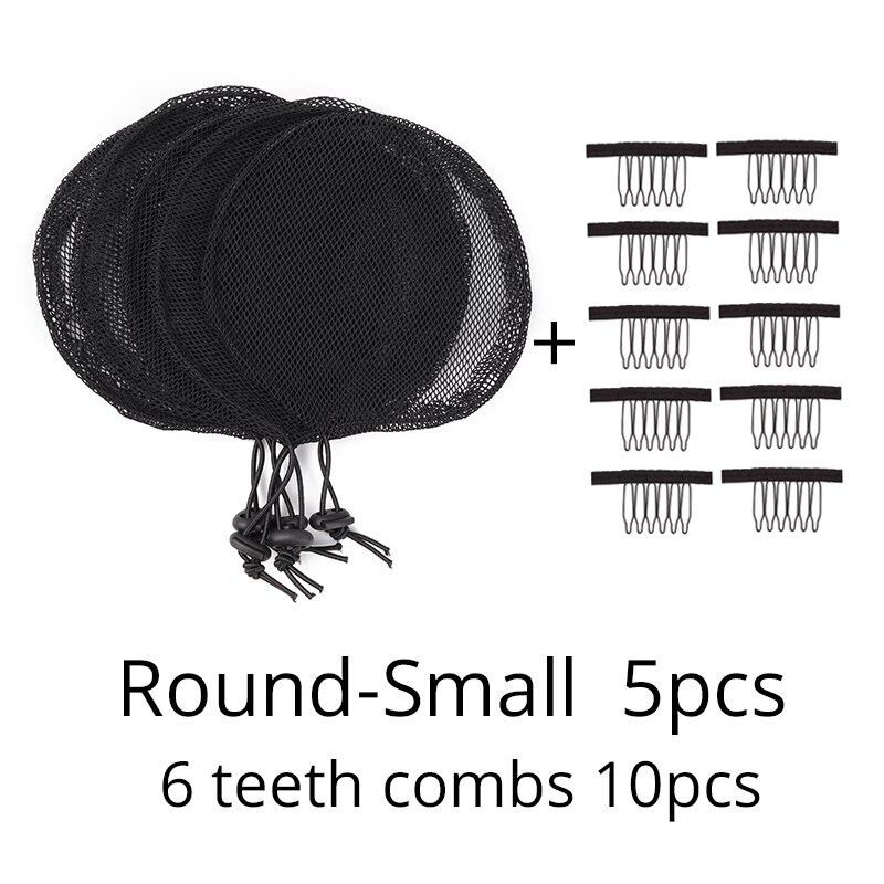 Kucyk netto sznurek baza netto peruka liniowiec czapki robić robienia włosy afro kok kucyk netto z 10 sztuk grzebienie czarny bezgułowy siatka na włosy: okrągły-mały-5szt