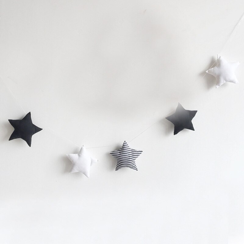 Guirnalda nórdica de estrellas y luna para decoración de pared, cartel de , alfombra de cama, banderines para Baby Shower, adorno colgante para habitación de niños, accesorios para fotos: H