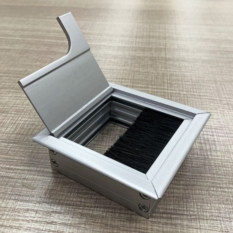 Hardware de oficina negro mate Cable rectangular ojal aluminio cuadrado Pasacables de mesa con varios tamaños