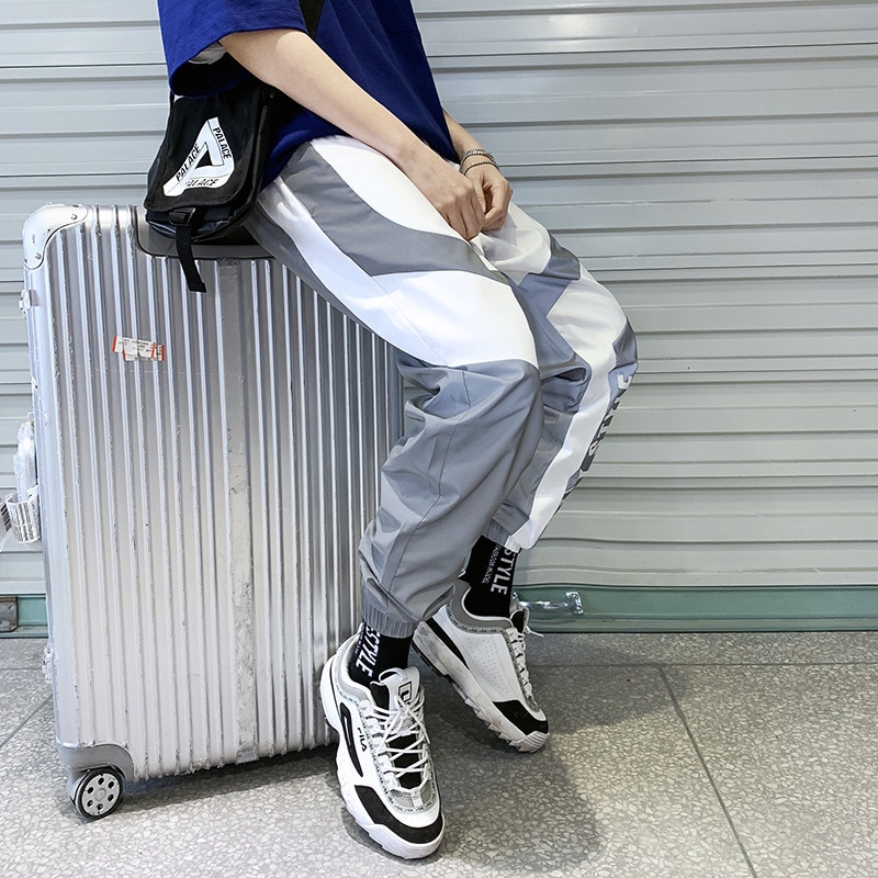 Riinr Zomer Mannen Vrouwen Sweatpant Flash Reflecterende Broek Joggers Hip Hop Dance Show Party Night Jogger Baggy Broek