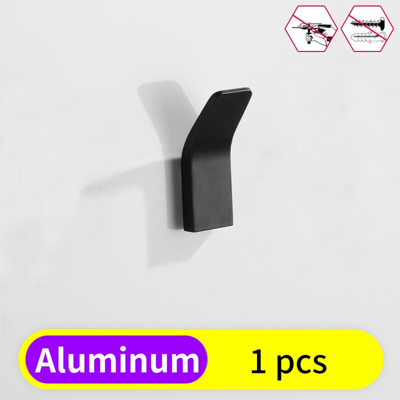 Self Adhesive Robe Hook Black Bathroom Hooks for Towels Bag Key Clothes Rack Decorative Coat Hook Wall Mounted Bathroom Hardware: 1 Hook