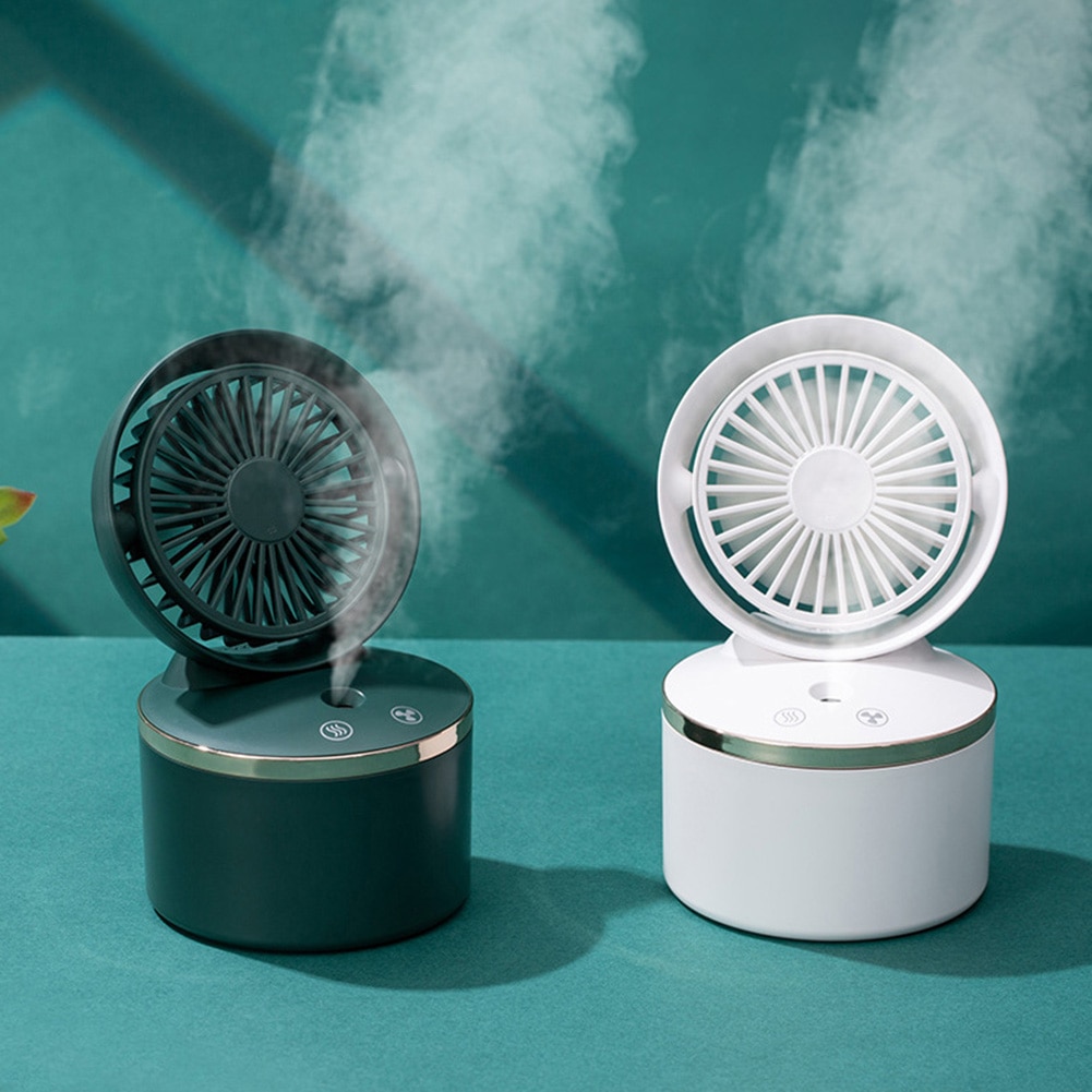 2 in 1 Mini USB Rechargeable Humidifier Air Cooler Fan Summer Household Office Desktop Water Spray Humidify Misting Cooling Fans