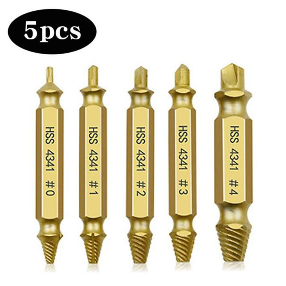 Double-Head Screw Extractor Set Broken Bolt Remover Easy Stripped Broken Rusted Unscrew Deck Screws: D 5PCS