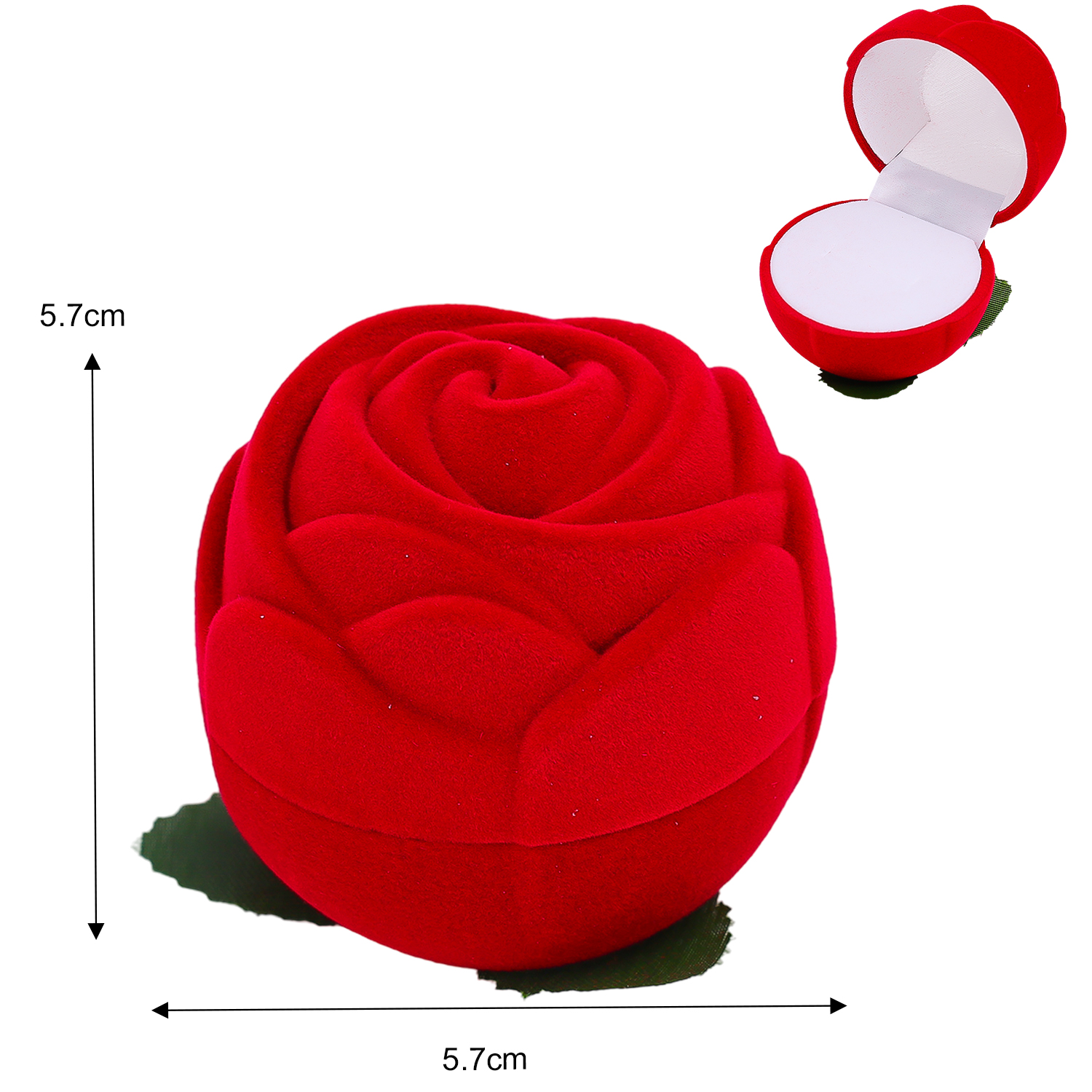 Flocking rose blomst ringæske smykker halskæder øreringe organizer vielsesringæske disk display emballage valentinsdag: S / Rød