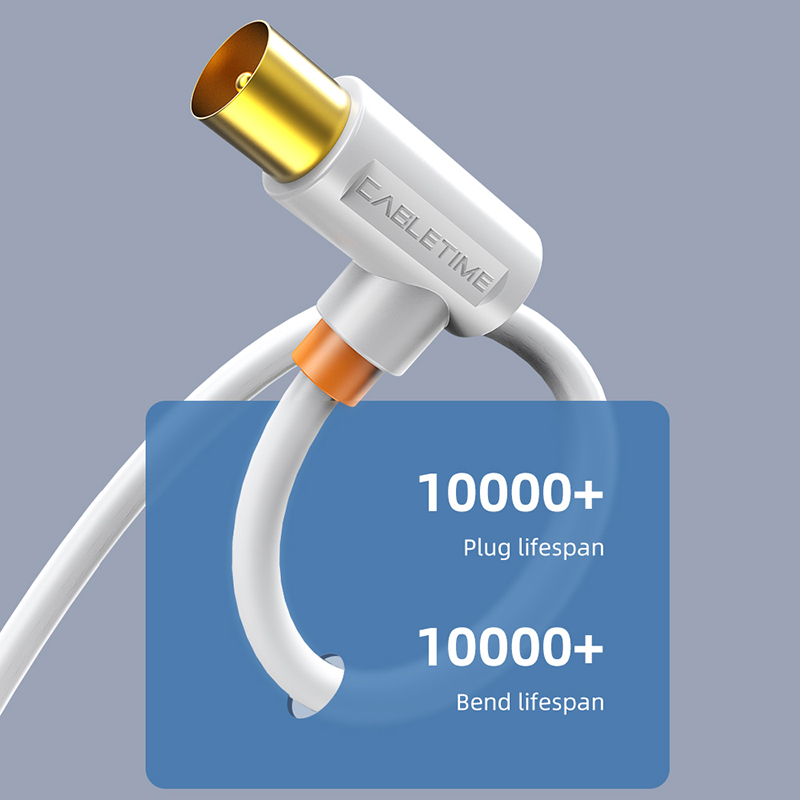 CABLETIME 90 stopni kabel antenowy robić telewizora 1080P M/M 3C2V kabel kabel wideo telewizja wysokiej rozdzielczości antena HD TV STB kabel cyfrowy