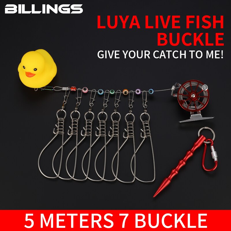 Billings Vissen Lock Gesp Rvs Levende Vis Lock Riem Vissen Stringer Visgerei Eend Shark Metalen Touw