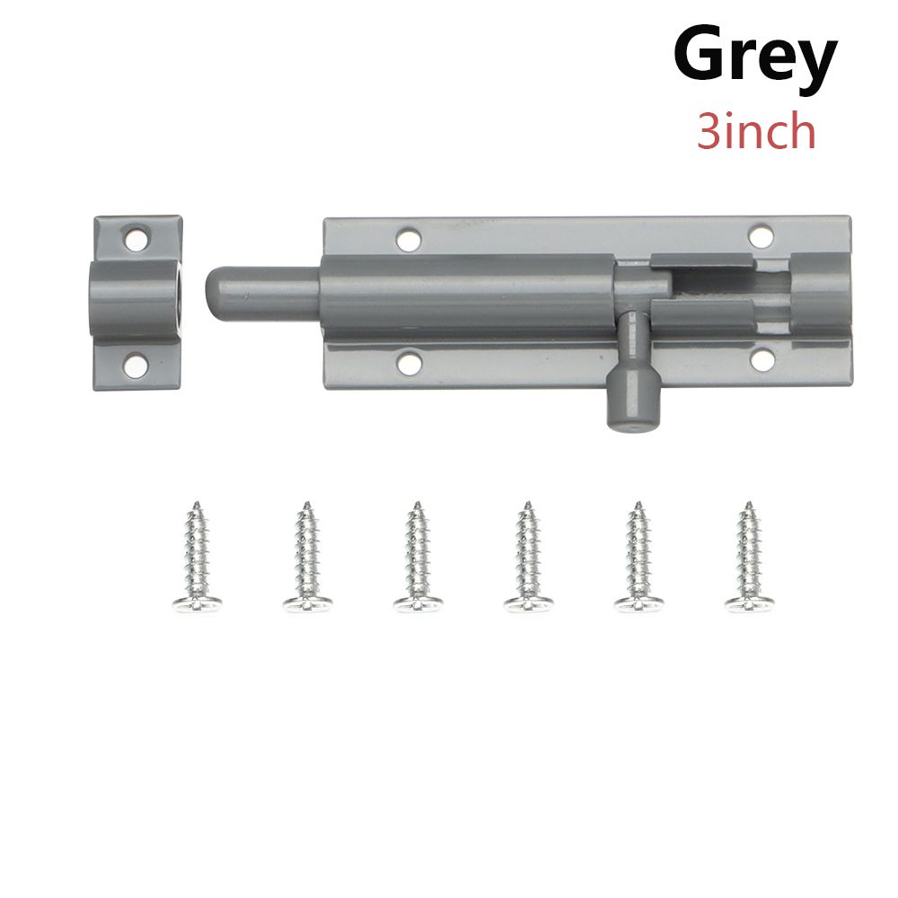 2/3/4/5/6/8inch Aluminum Alloy Door Latch for Home Window Catch Lock Slip Bolt Fiting Door Lock Buckle Silent Gate Hook Hardware: grey-3inch