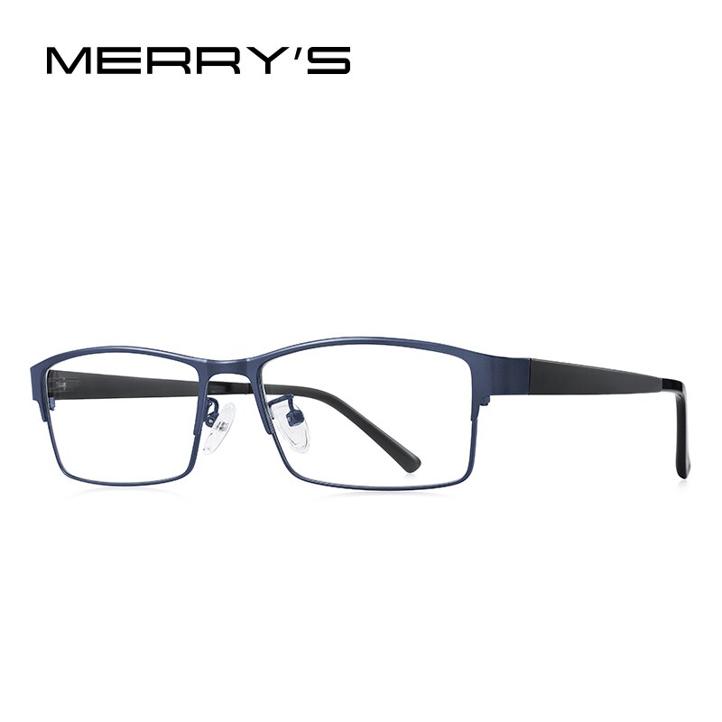 MERRYS -monture de lunettes pour hommes, en alliage de titane, monture TR90 jambes, pour myopie, monture optique, Style Business, S2211: C03 Blue