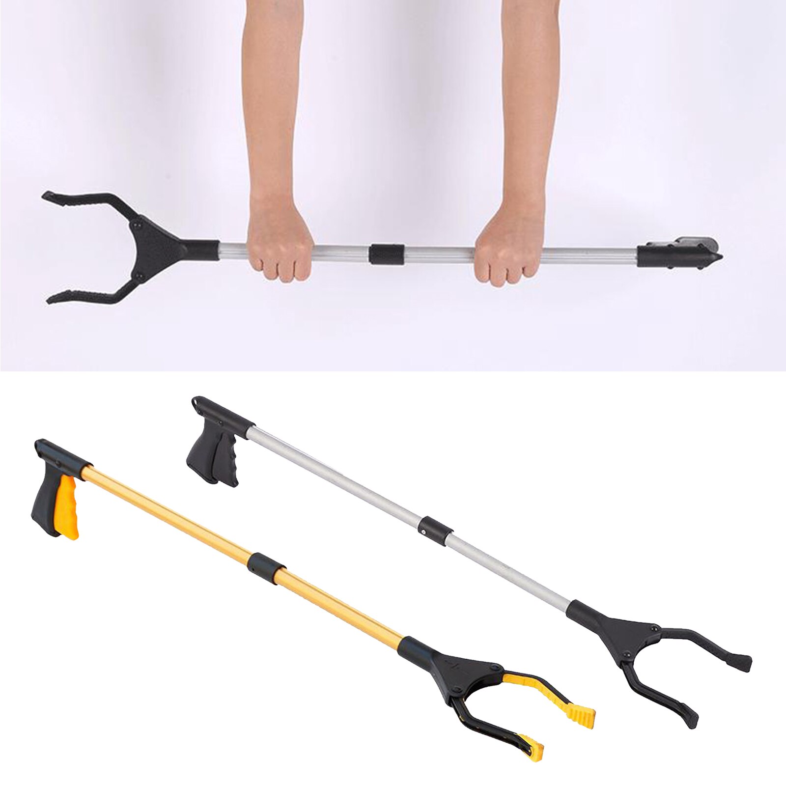 32" Folding Reacher Grabber Tool Portable Lightweight Trash Picker Grabber Gripper Pick Up Tool with 360° Rotating Claw