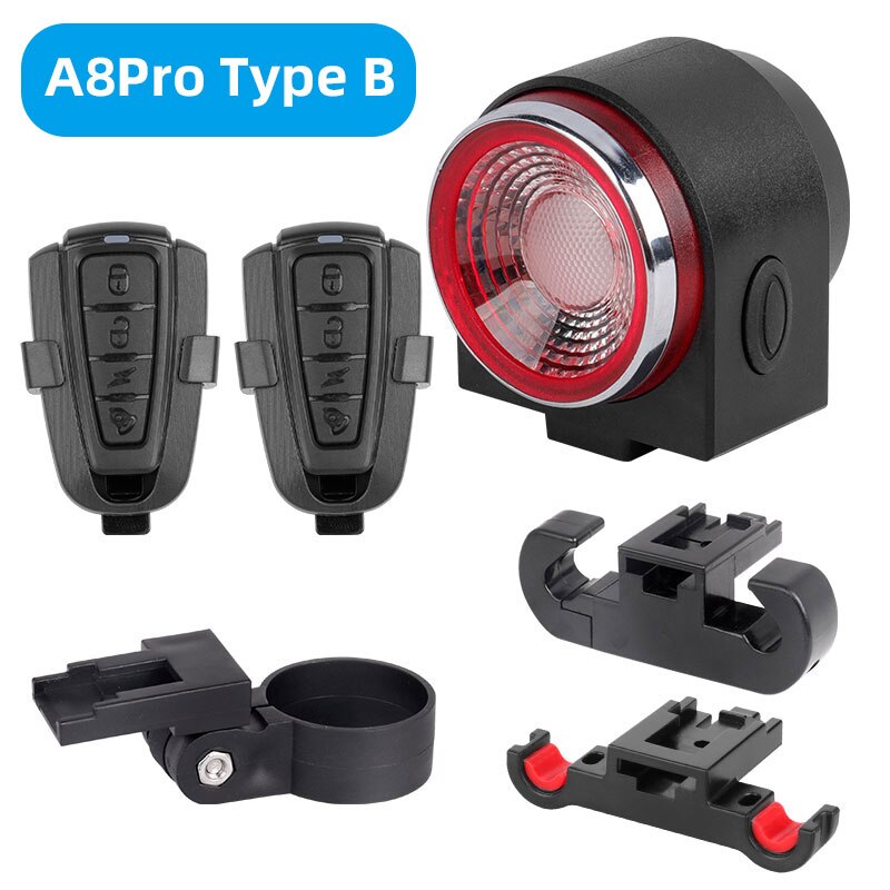 Audio Visuele Waarschuwing Lamp Remmen Licht Anti-Diefstal Alarm Draadloze Controle Led Lantaarn Remote Call Bike Finder Sirene A8Pro 800Mah: A8Pro Type B
