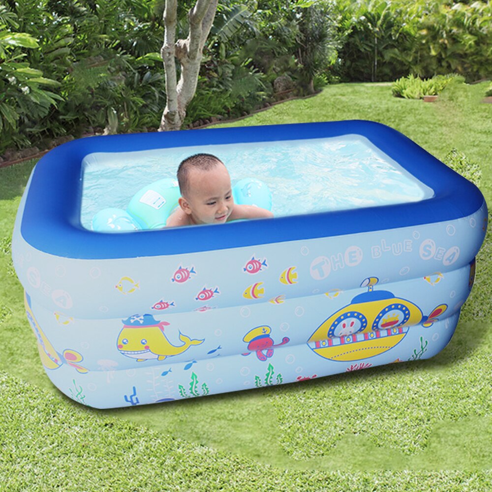 130Cm Kids Opblaasbare Zwembad Kinderen Thuisgebruik Peuterbad Grote Size Opblaasbare Vierkante Zwembad Voor Baby