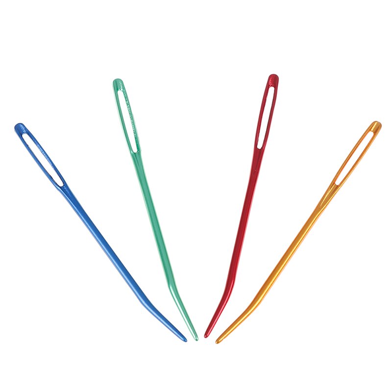 2Pcs Aluminum Bent Tip Tapestry Darning Knitting Needles Needlework Crafts Sewing Bent Needle Big Eye Yarn Knitting Needle