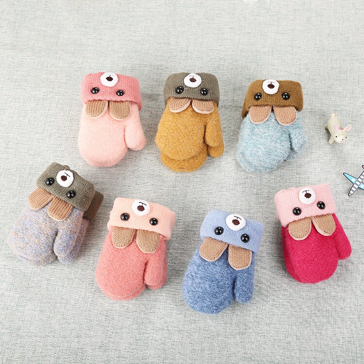 0-3 Y Baby Handschuhe Plus betroffen Wolle Warme Weiche Hängen Hals Warme Handschuhe Zu freundlicher der freundlicher Halten Finger Warme
