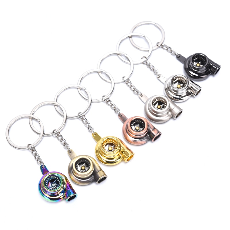 Special Metal Auto Part Turbo Chain Model Key Chains Turbine Turbocharger Blower Key Ring