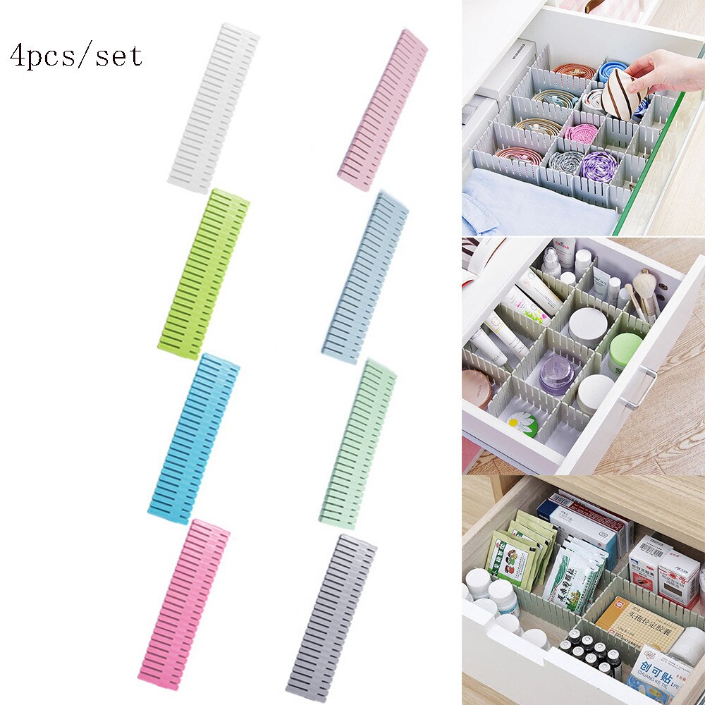 4pcs/Set Plastic Drawer Divider Household Storage Organizer DIY Drawer Organizer Separator Partition Board Home Storage Tools