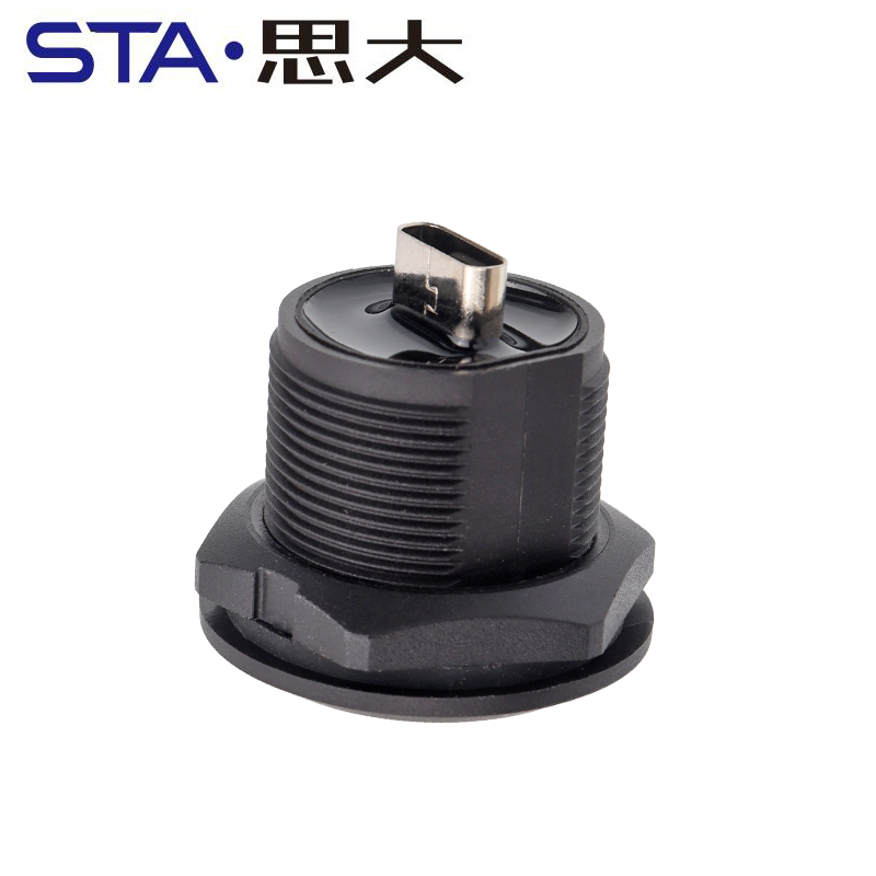 EP-TYPE-C Panel Female Socket 30cm Length with Front Installation Male Straight Plug with Thread USB3.0 Circular Connector USB-A