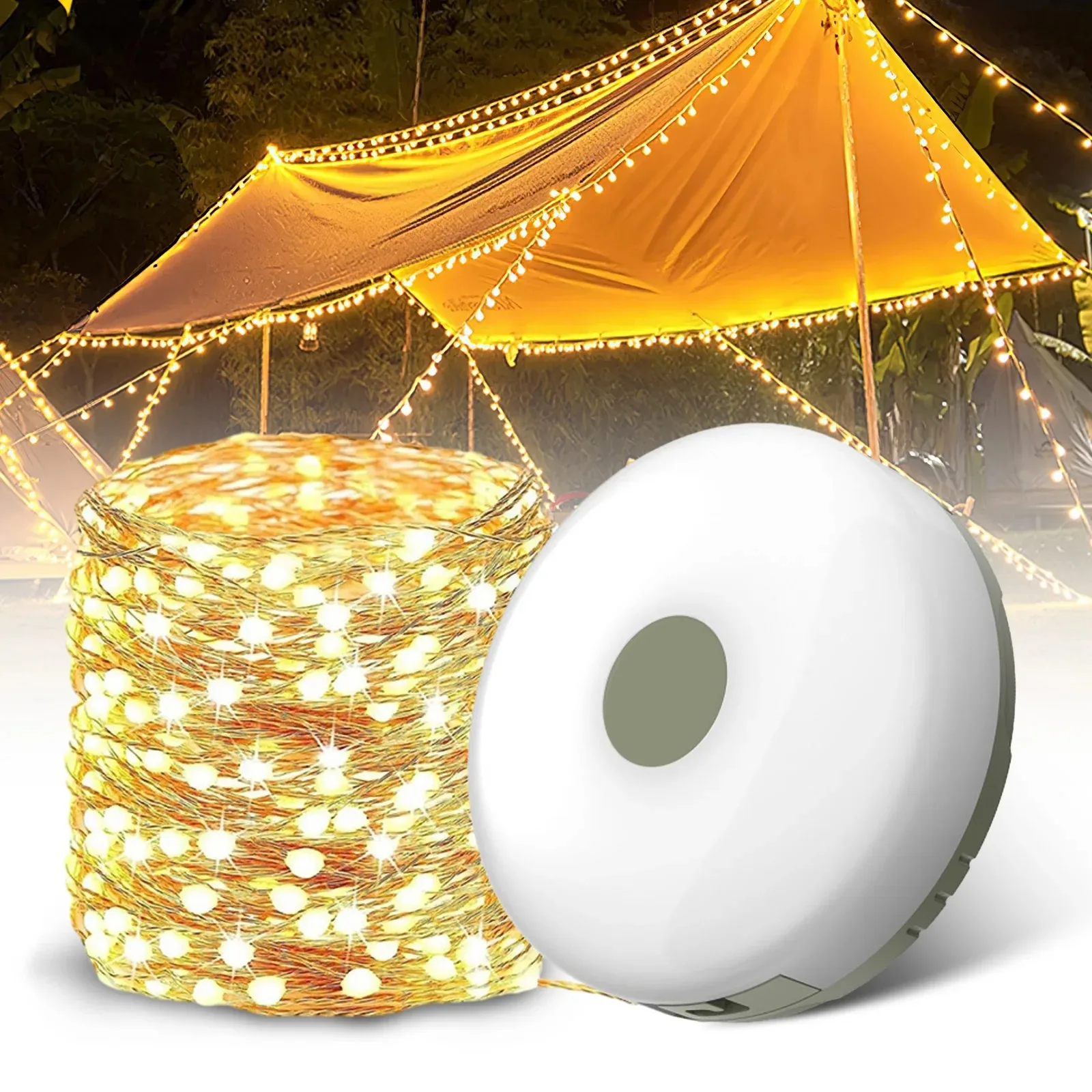 Guirnalda de luces para acampar 2 en 1, guirnalda de luces portátil impermeable para exteriores con modos de iluminación, luces USB para acampar para senderismo