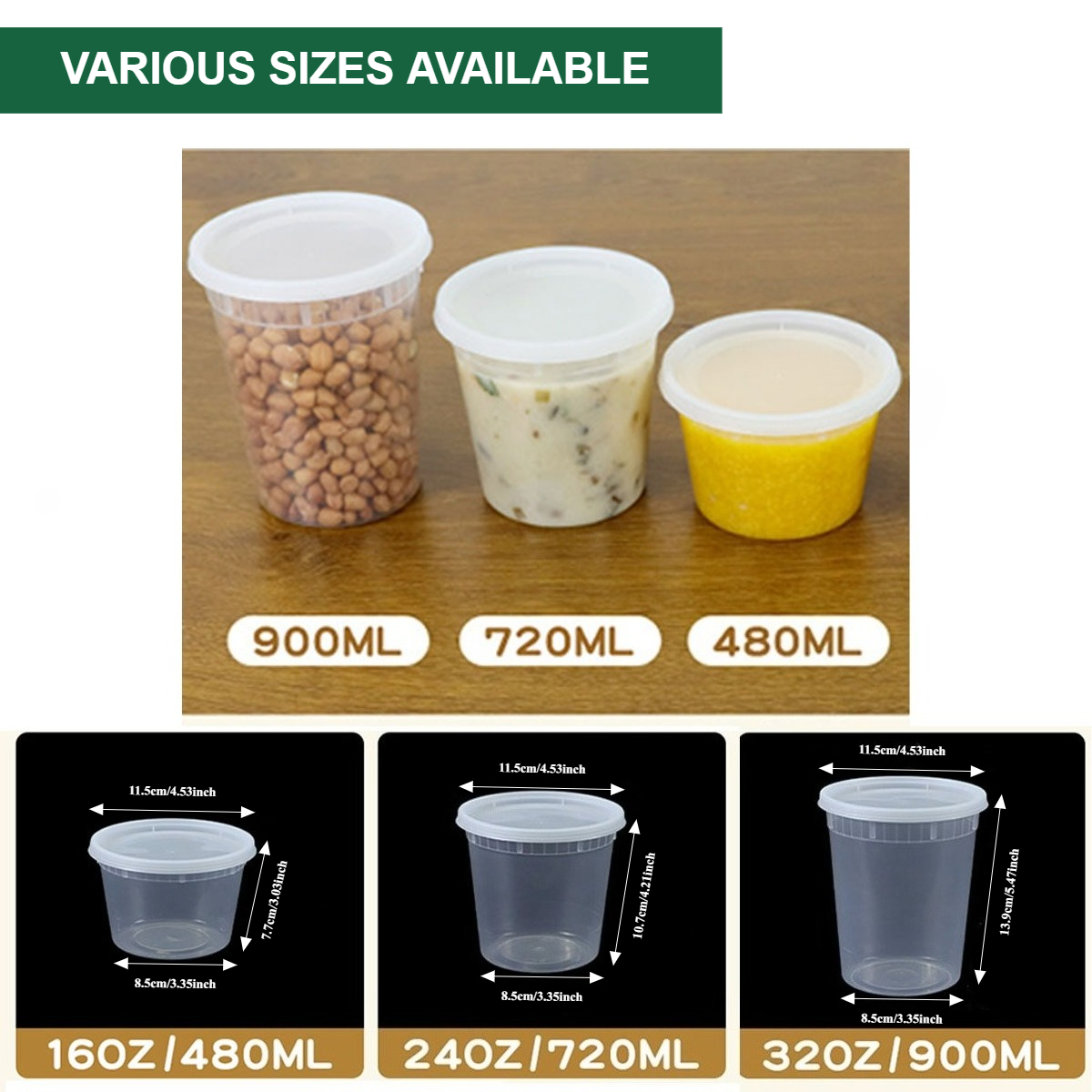 Freshware Food Storage Containers Plastic Deli Containers with Lids Soup Meal Prep Containers BPA Free Stackable Leakproof