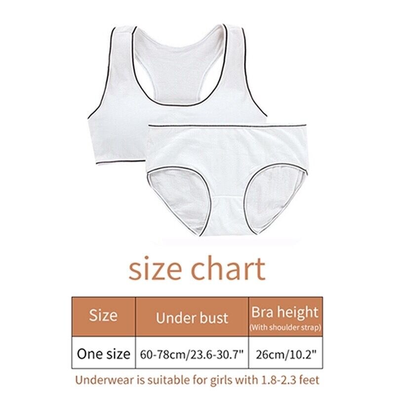 Young Girls Bra Teens Girl Underwear Puberty Student Sriped Training Bra Underwear Set