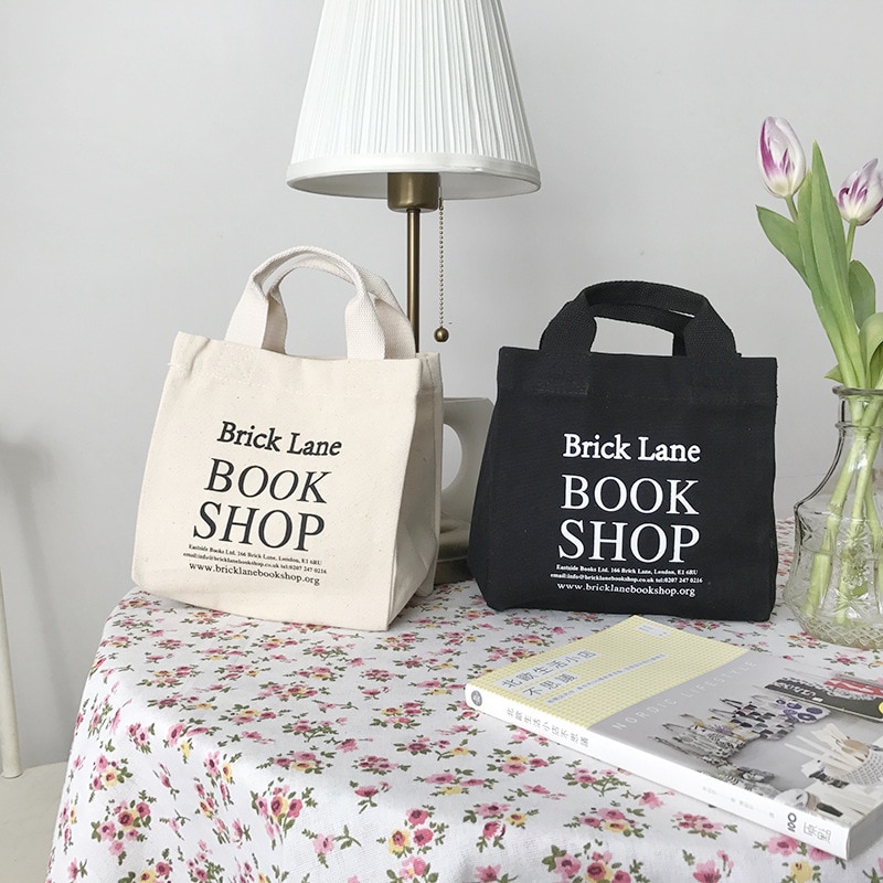 Neue Mittagessen Tasche Leinwand Mittagessen Kasten Picknick Tote Baumwolle Tuch Kleine Handtasche Beutel Abendessen Behälter Lebensmittel Lagerung Taschen Für Büro Dame
