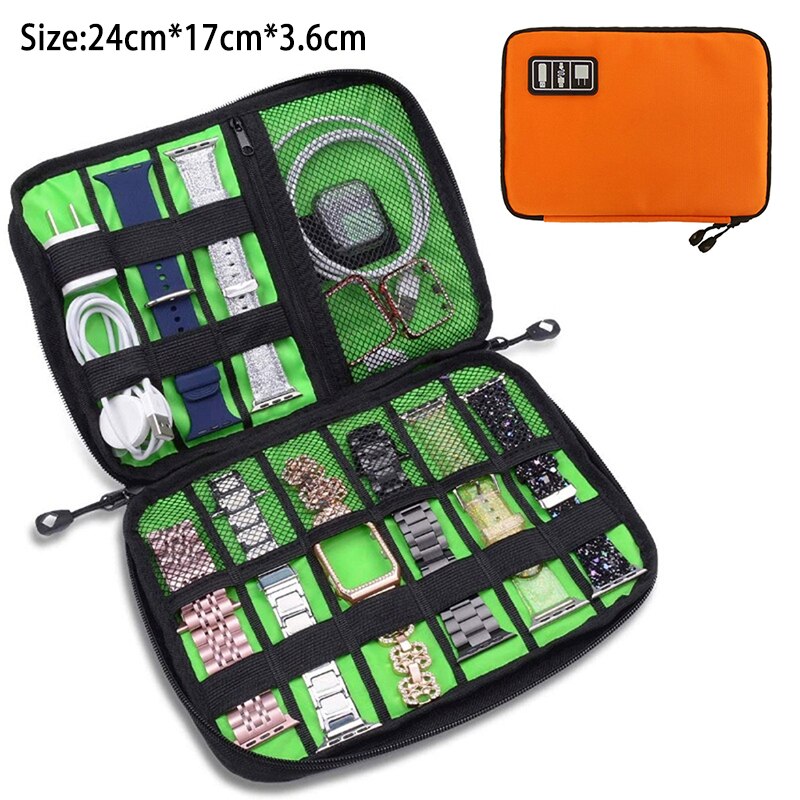 8- pocket storage bag for samsung galaxy watch 4, apple watch 7, huawei watch strap, travel dustproof bag, portable watch band case: B orange