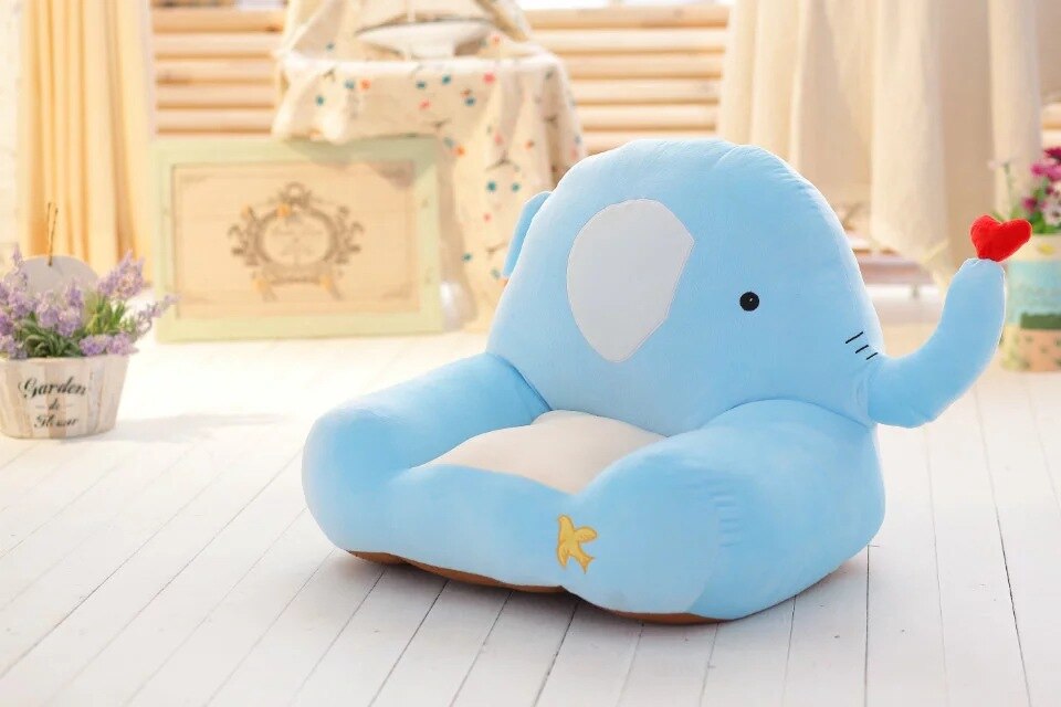 Tegneserie børns lille sofa plys legetøj tatami doven stol tilbage baby afføring 0-6 år gammel baby sæde sofa: Elefant