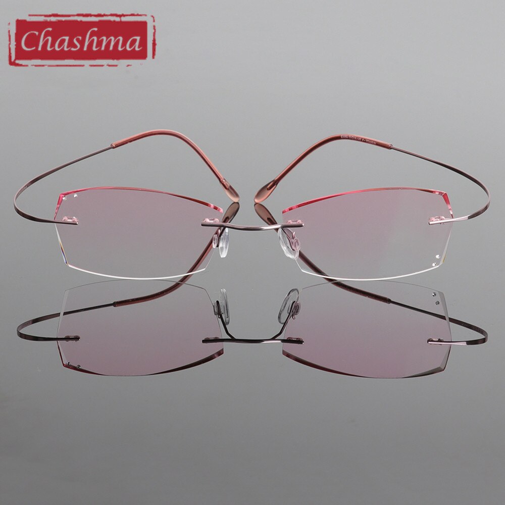 Chashma B Titan Modische Dame Brillen Diamant Getrimmt Randlose Spektakel Rahmen Frauen Brillen Rahmen Farbton Linsen