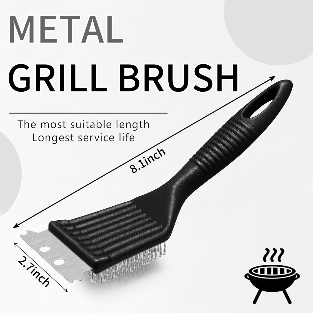 Stainless Steel Wire Cleaning Brush Multifunctional Outdoor Home Barbecue Stove Cleaning Brush 2-in-1 Grill Rack Cleaning Tools