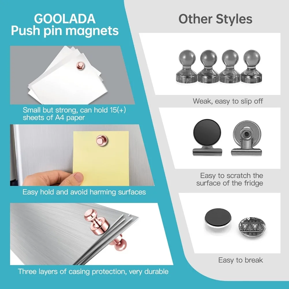 2-15 Pcs Super Strong Neodymium Magnetic Pushpins Sucker Thumbtack Durable Steel Magnet Push Pin for Refrigerator Whiteboard