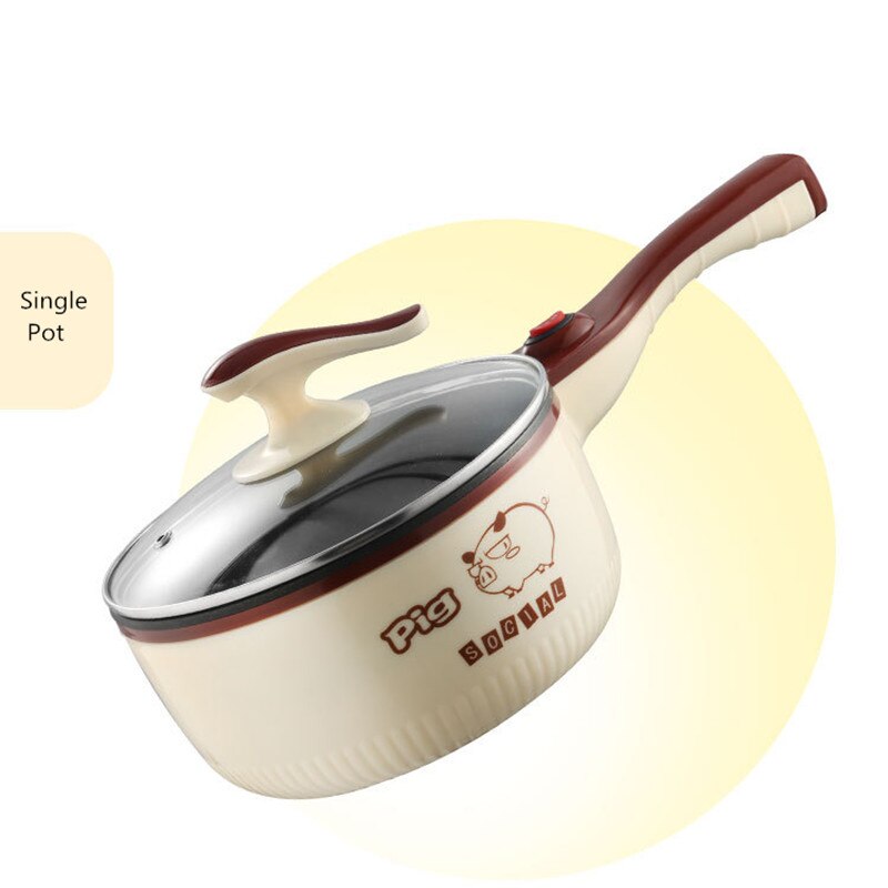 220V Small Power Mini Multi-functional Electric Coer Coing Machine Pot Single or Double Layers with Steamer for Home Coing: No Steamer