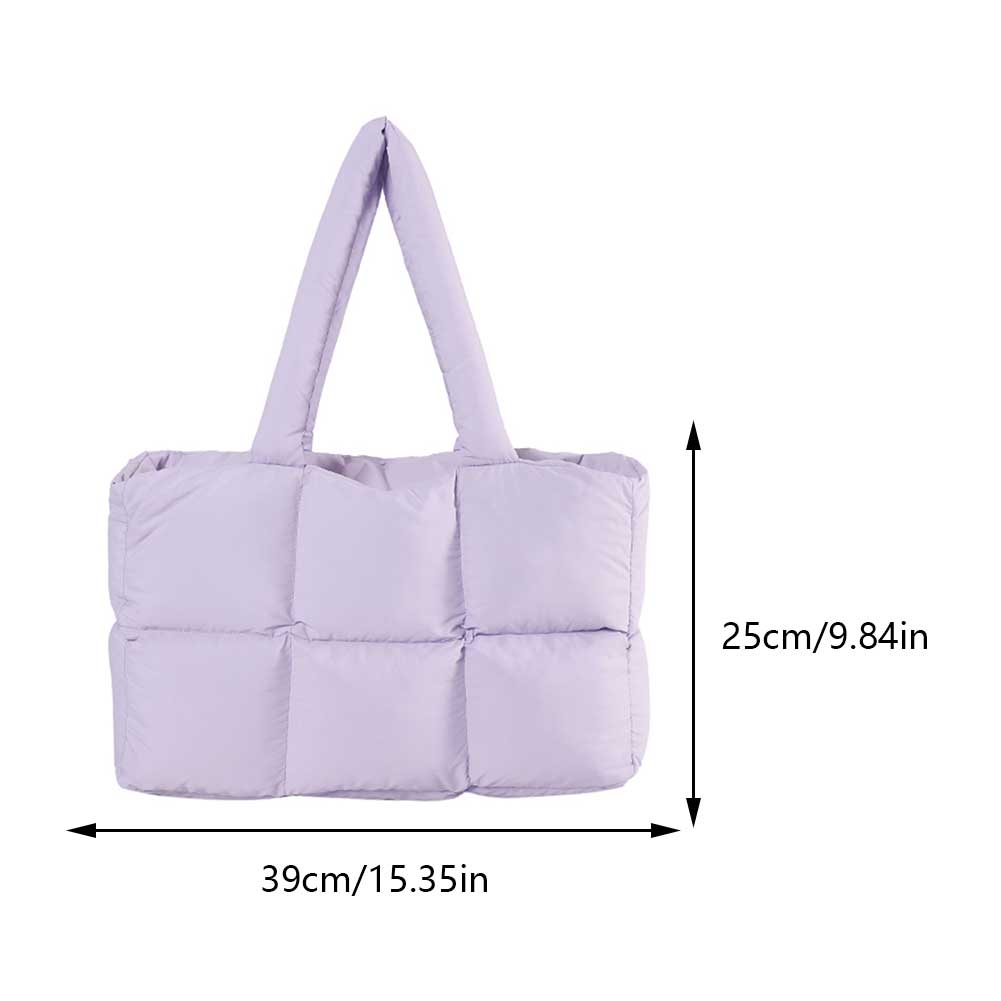 Bolsos de hombro acolchados a cuadros Retro para mujer, bolsos acolchados de invierno de Color sólido a la , bolsos de compras de gran capacidad para mujer