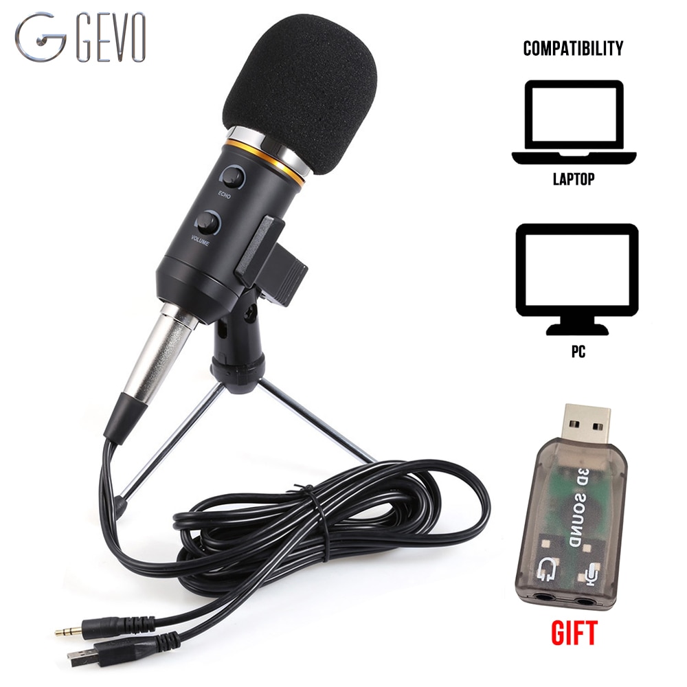 GEVO MK F200FL Condensator Microfoon Voor Computer Studio Profesionales 3.5mm Wired Stand USB Microfoon Voor PC Karaoke Laptop Opname