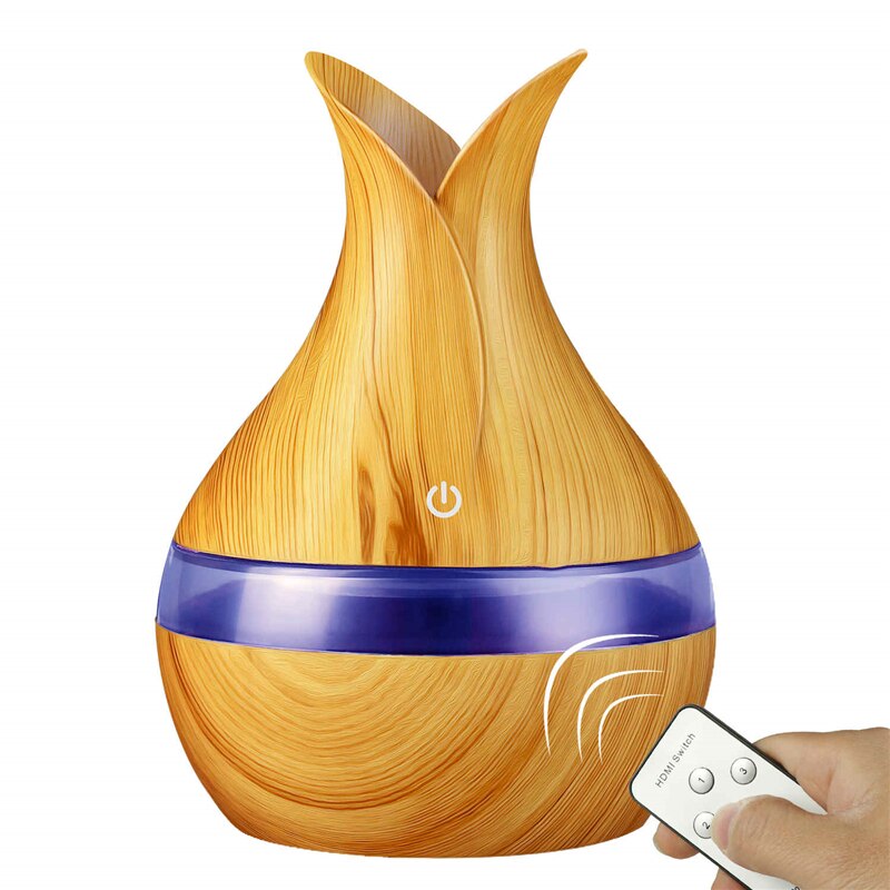 USB Wood Grain Essential Oil Diffuser 330ml Ultrasonic Humidifier Household Aroma Diffuser Aromatherapy Mist Maker with Light