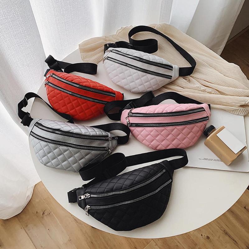 Vrouwen Pu Lederen Banaan Taille Tas Dubbele Rits Riem Tas Modemerk Fanny Pack Casual Crossbody Borst Bag Phone Pouch rinoner